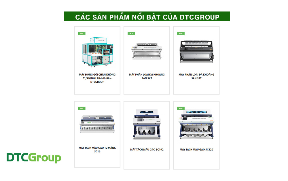 Một số sản phẩm máy phân loại phế phẩm mà DTC Group cung cấp.