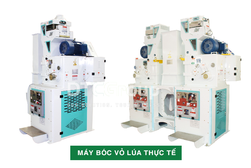 Máy bóc vỏ lúa thực tế