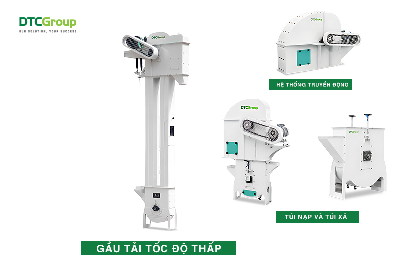 Gầu tải giúp vận chuyển nguyên liệu trong nhà máy xay gạo